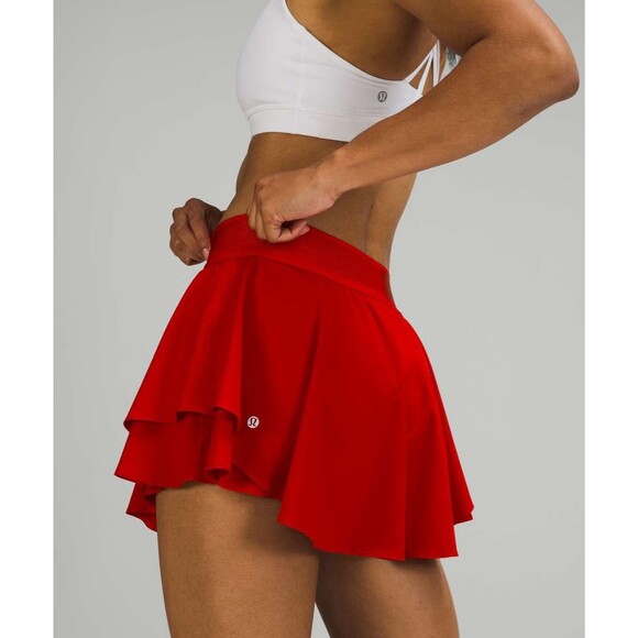 Lululemon Court Rival High Rise Skirt Size 8 Long Dark Red Tennis Skort - Picture 1 of 7